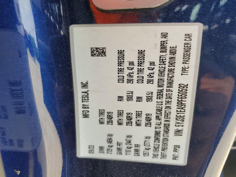 Продажа на аукционе авто 2023 Tesla Model 3, vin: 5YJ3E1EA9PF650592, номер лота: 56712216