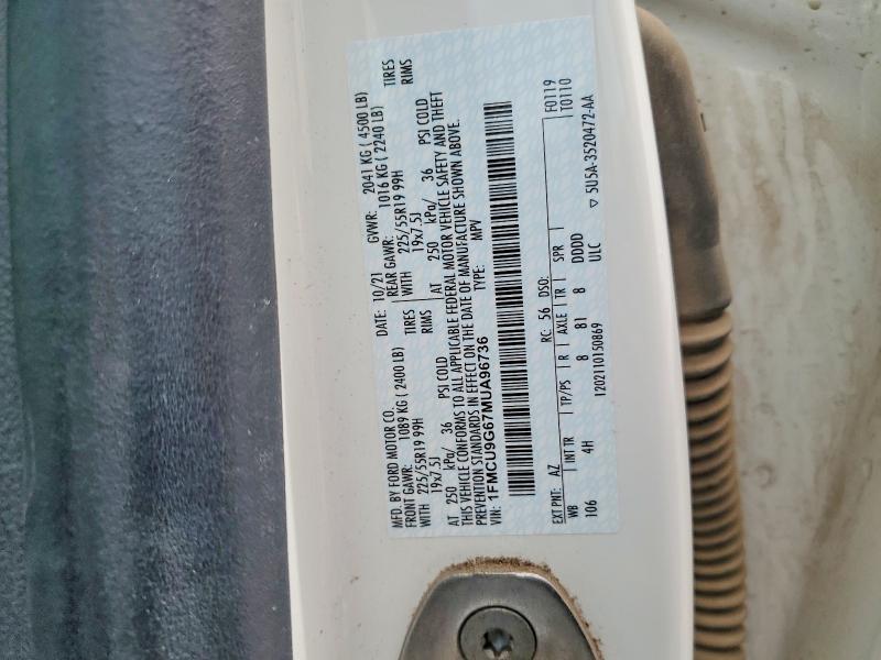 Aukcja sprzedaży 2021 Ford Escape, vin: 1FMCU9G67MUA96736, numer aukcji: 54821476