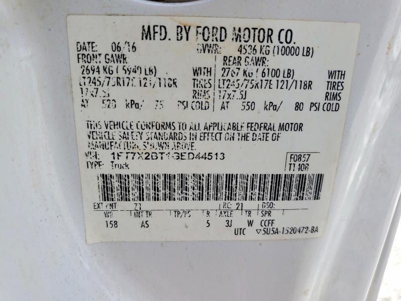 2016 Ford F250 მანქანა იყიდება აუქციონზე, vin: 1FT7X2BT1GED44513, აუქციონის ნომერი: 58374646