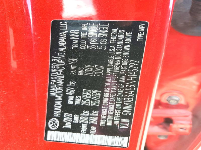 Продажа на аукционе авто 2022 Hyundai Tucson, vin: 5NMJB3AE3NH145292, номер лота: 56927446