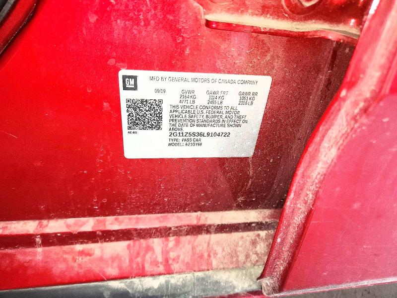 55651396 :رقم المزاد ، 2G11Z5S36L9104722 vin ، 2020 Chevrolet Impala مزاد بيع