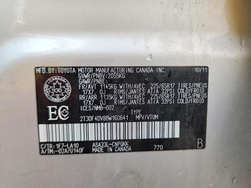 Aukcja sprzedaży 2011 Toyota Rav4, vin: 2T3DF4DV8BW160641, numer aukcji: 58091126