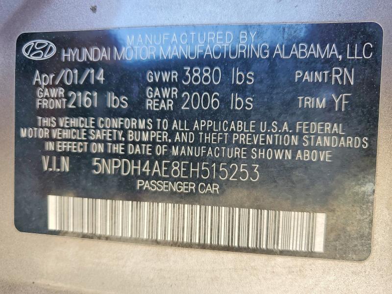 2014 Hyundai Elantra მანქანა იყიდება აუქციონზე, vin: 5NPDH4AE8EH515253, აუქციონის ნომერი: 55677136