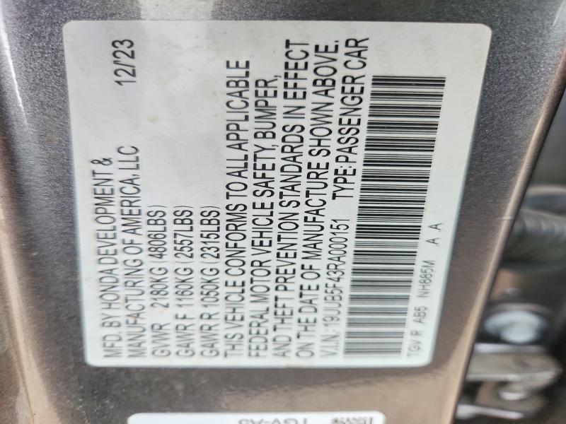 Продажа на аукционе авто 2024 Acura Tlx, vin: 19UUB5F43RA000151, номер лота: 58094256