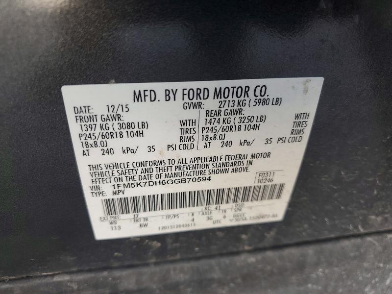 Продаж на аукціоні авто 2016 Ford Explorer, vin: 1FM5K7DH6GGB70594, номер лоту: 59161566