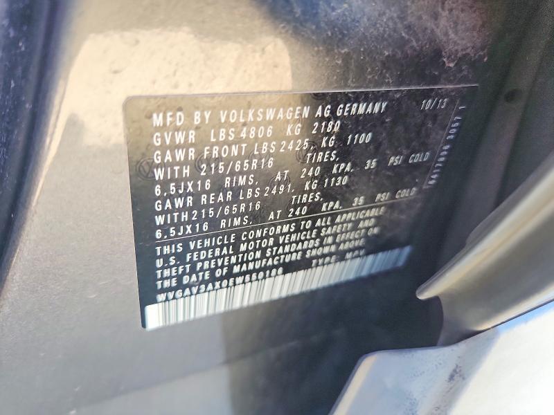 Aukcja sprzedaży 2014 Volkswagen Tiguan, vin: WVGAV3AX0EW550186, numer aukcji: 55549176