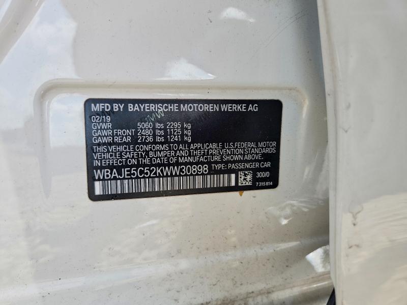 Aukcja sprzedaży 2019 Bmw 540, vin: WBAJE5C52KWW30898, numer aukcji: 58577786