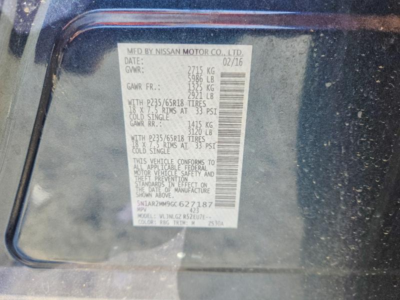 Aukcja sprzedaży 2016 Nissan Pathfinder, vin: 5N1AR2MM9GC627187, numer aukcji: 56299136