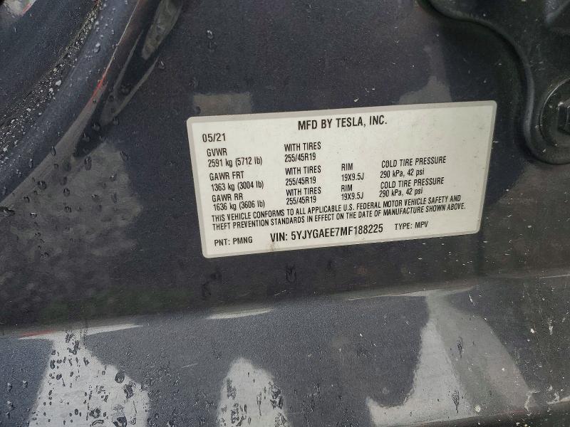 Продажа на аукционе авто 2021 Tesla Model Y, vin: 5YJYGAEE7MF188225, номер лота: 56701626