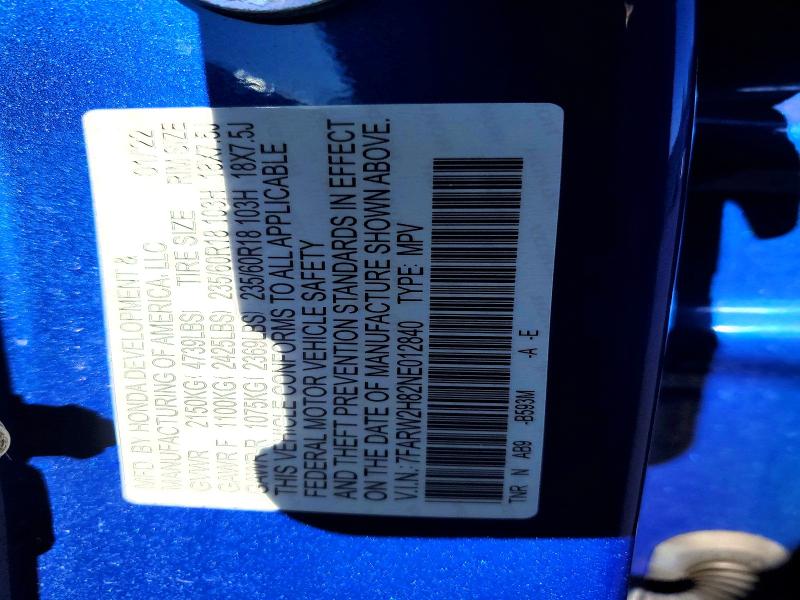 Продаж на аукціоні авто 2022 Honda Cr-v, vin: 7FARW2H82NE012840, номер лоту: 57083056