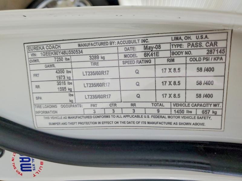 2008 Cadillac Professional Chassis მანქანა იყიდება აუქციონზე, vin: 1GEEK90Y48U550534, აუქციონის ნომერი: 55447616