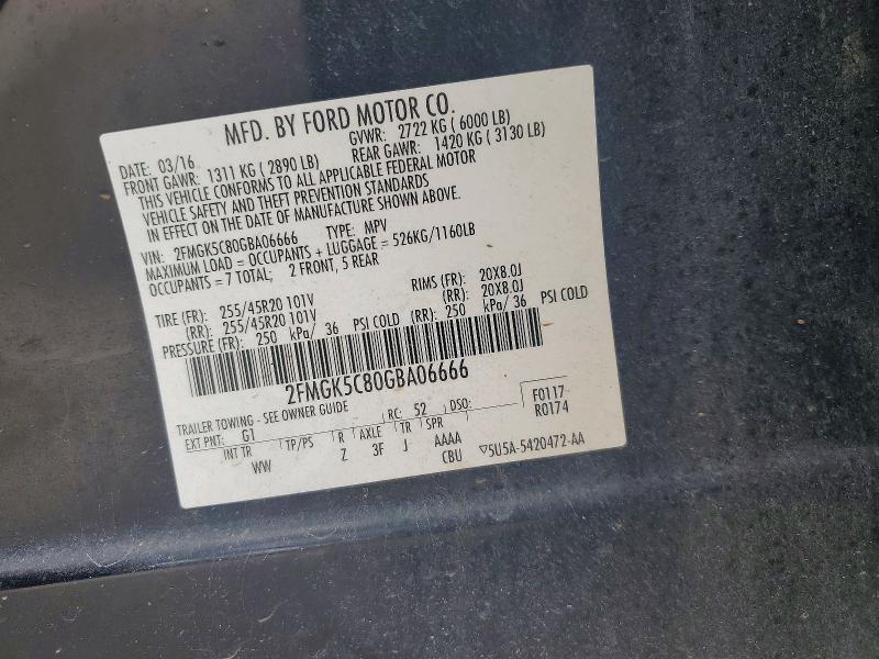 Aukcja sprzedaży 2016 Ford Flex, vin: 2FMGK5C80GBA06666, numer aukcji: 57066316