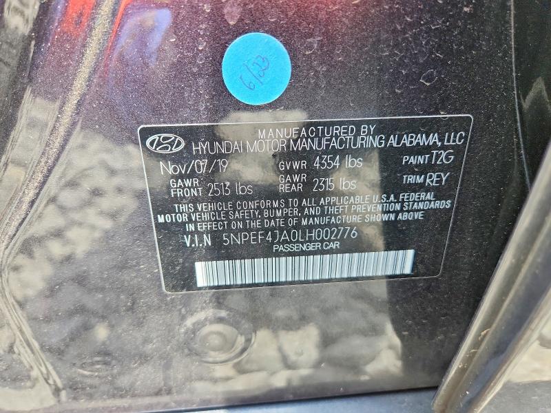 Продаж на аукціоні авто 2020 Hyundai Sonata, vin: 5NPEF4JA0LH002776, номер лоту: 57728046