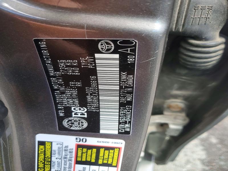 2018 Toyota Corolla მანქანა იყიდება აუქციონზე, vin: 2T1BURHEXJC096616, აუქციონის ნომერი: 56642246