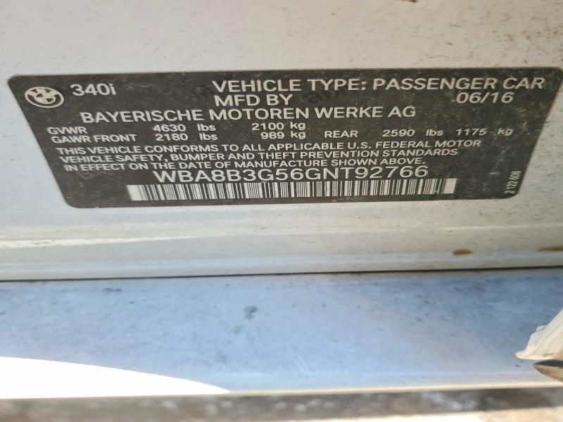 Продажа на аукционе авто 2016 Bmw 340, vin: WBA8B3G56GNT92766, номер лота: 55394946