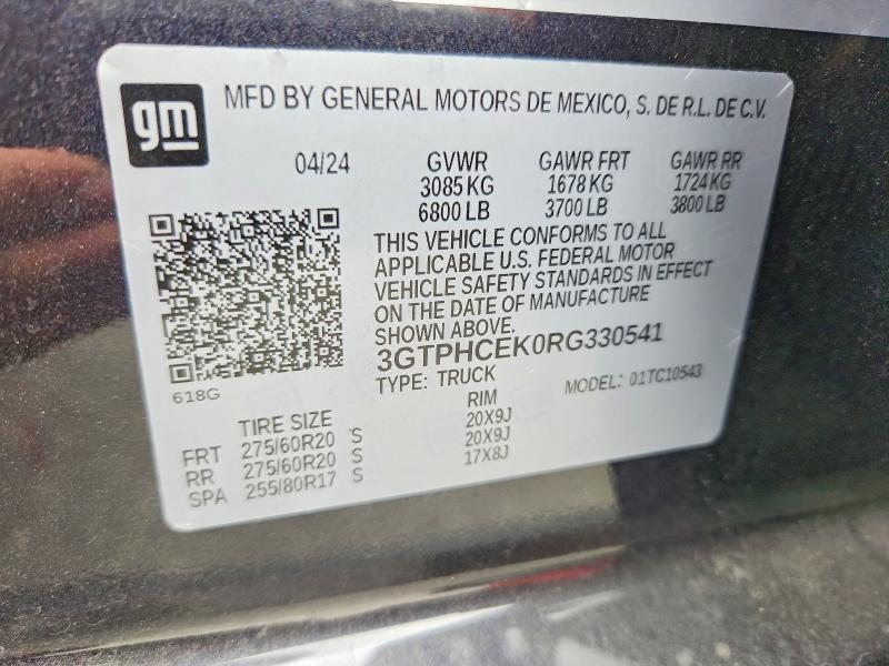 59374346 :رقم المزاد ، 3GTPHCEK0RG330541 vin ، 2024 Gmc Sierra مزاد بيع