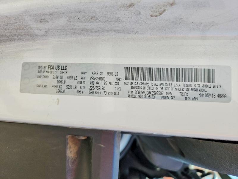 Aukcja sprzedaży 2019 Ram Promaster 3500, vin: 3C6URVJG0KE508597, numer aukcji: 58746726