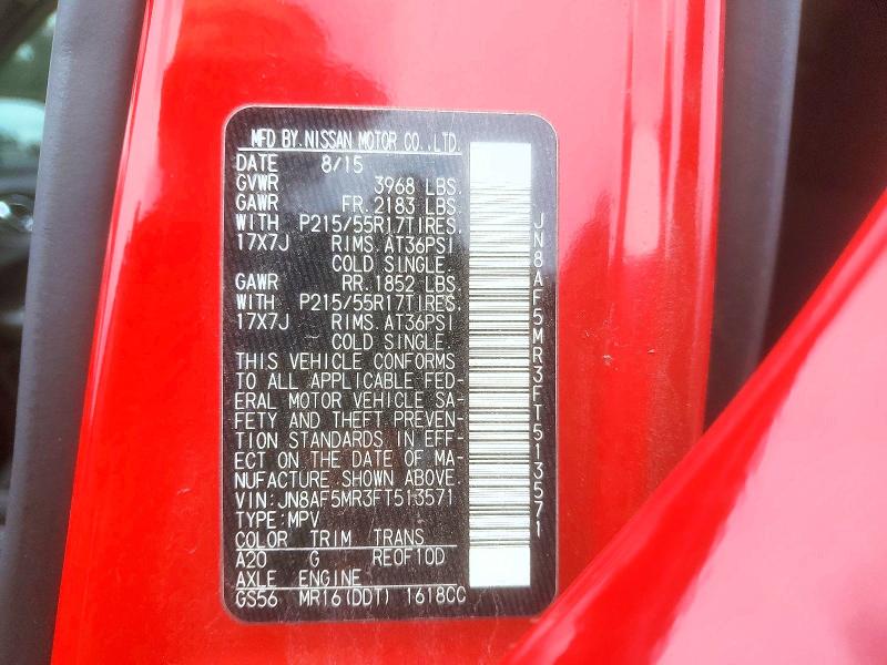 Продаж на аукціоні авто 2015 Nissan Juke, vin: JN8AF5MR3FT513571, номер лоту: 57824646