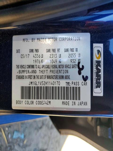 Продаж на аукціоні авто 2017 Mazda 6, vin: JM1GL1V52H1140170, номер лоту: 55860836