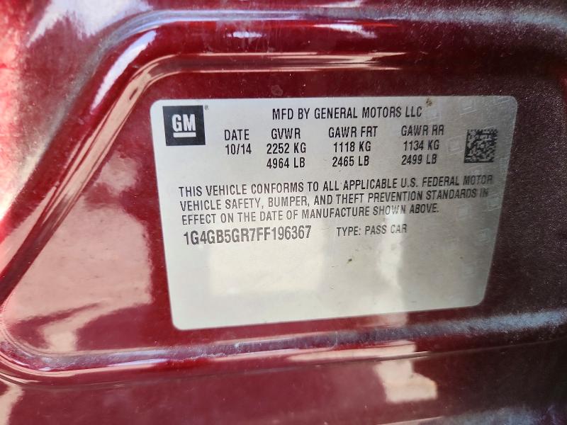 2015 Buick Lacrosse მანქანა იყიდება აუქციონზე, vin: 1G4GB5GR7FF196367, აუქციონის ნომერი: 56878486