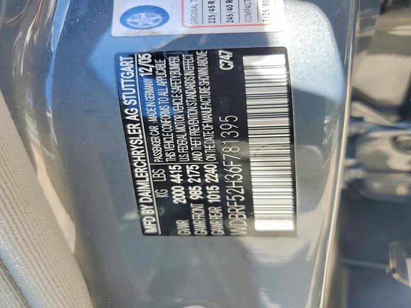 Продажа на аукционе авто 2006 Mercedes-benz C, vin: WDBRF52H36F781395, номер лота: 56770616