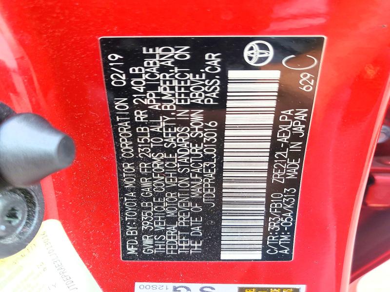 55180206 :رقم المزاد ، JTDEPRAE3LJ013016 vin ، 2020 Toyota Corolla مزاد بيع