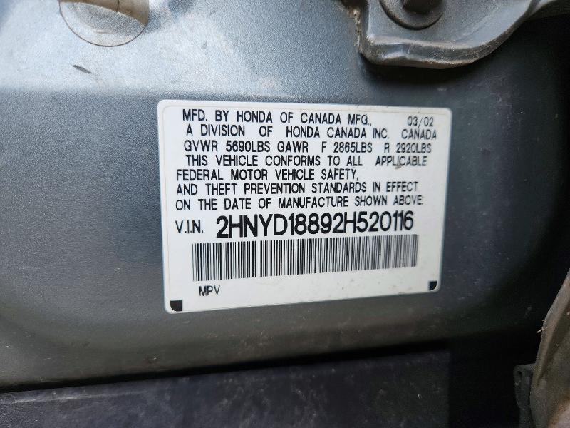 Продажа на аукционе авто 2002 Acura Mdx, vin: 2HNYD18892H520116, номер лота: 56949016