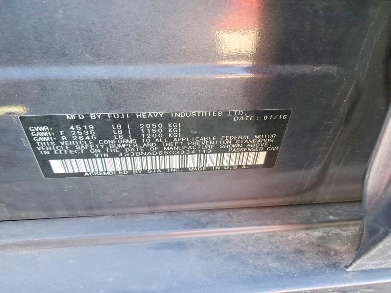 56020806 :رقم المزاد ، 4S3BNAD65G3034149 vin ، 2016 Subaru Legacy مزاد بيع