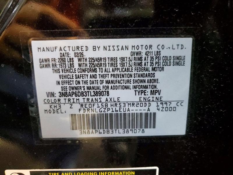 Aukcja sprzedaży 2026 Nissan Kicks, vin: 3N8AP6DB3TL389078, numer aukcji: 58385916