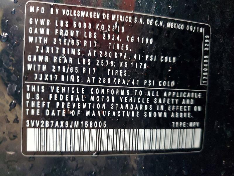 Продажа на аукционе авто 2018 Volkswagen Tiguan, vin: 3VV2B7AX9JM158005, номер лота: 57367366