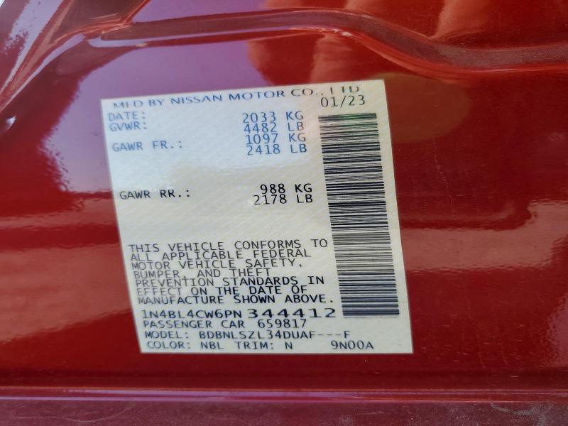 55455706 :رقم المزاد ، 1N4BL4CW6PN344412 vin ، 2023 Nissan Altima مزاد بيع