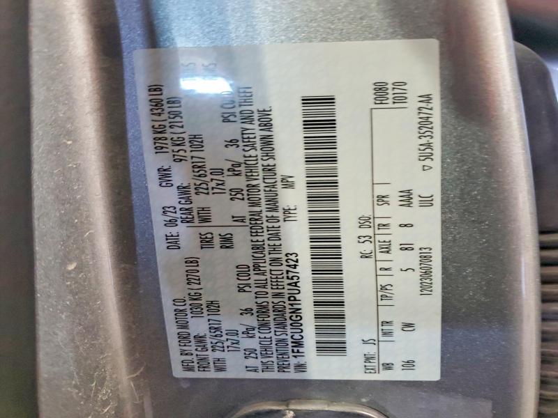 Aukcja sprzedaży 2023 Ford Escape, vin: 1FMCU0GN1PUA57423, numer aukcji: 58313966