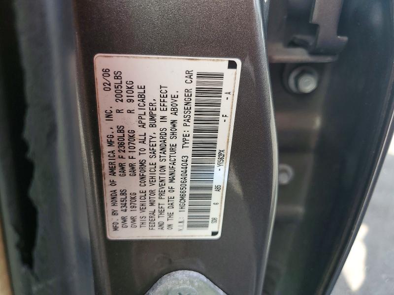 Aukcja sprzedaży 2006 Honda Accord, vin: 1HGCM66506A044043, numer aukcji: 57385406