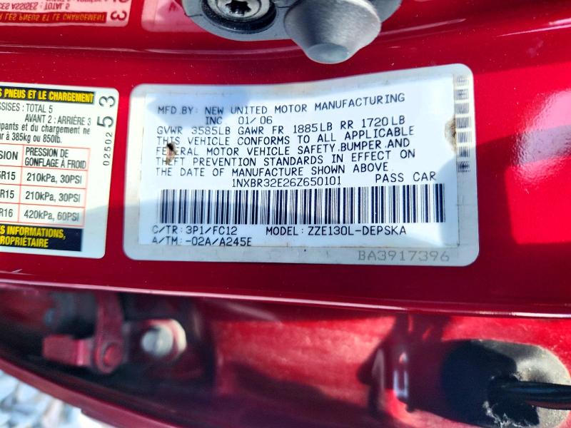 58629216 :رقم المزاد ، 1NXBR32E26Z650101 vin ، 2006 Toyota Corolla مزاد بيع