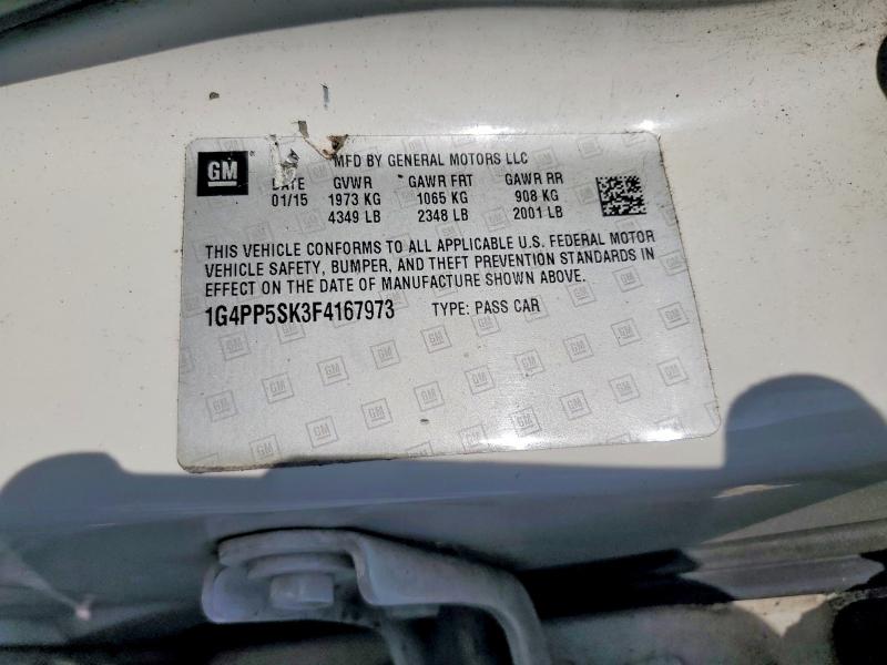 2015 Buick Verano მანქანა იყიდება აუქციონზე, vin: 1G4PP5SK3F4167973, აუქციონის ნომერი: 58595306