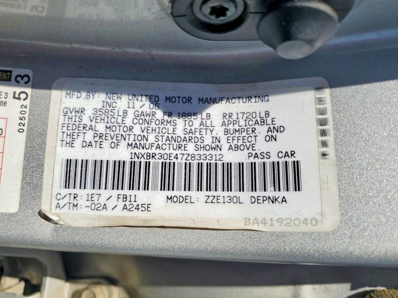 56620716 :رقم المزاد ، 1NXBR30E47Z833312 vin ، 2007 Toyota Corolla مزاد بيع