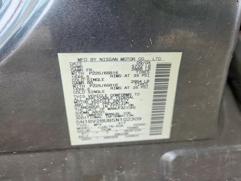 Продаж на аукціоні авто 2005 Nissan Quest, vin: 5N1BV28U85N102309, номер лоту: 56438606