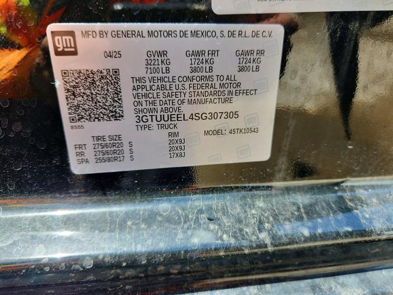 Aukcja sprzedaży 2025 Gmc Sierra, vin: 3GTUUEEL4SG307305, numer aukcji: 55954336