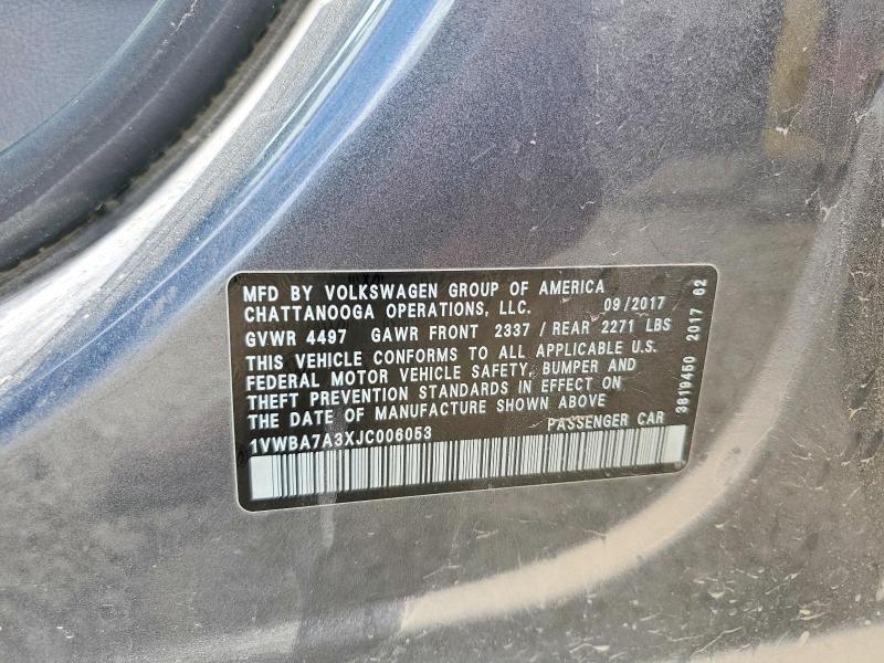 Aukcja sprzedaży 2018 Volkswagen Passat, vin: 1VWBA7A3XJC006053, numer aukcji: 57784166