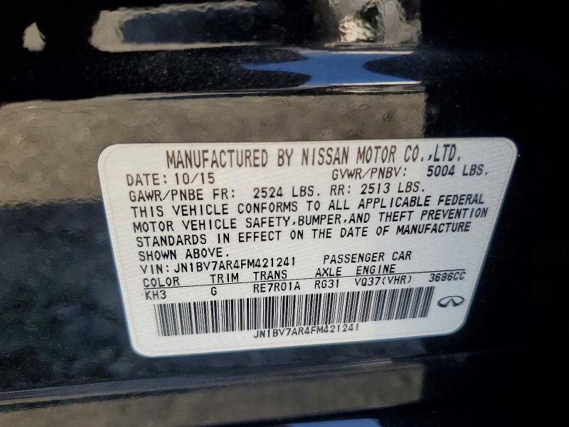Продаж на аукціоні авто 2015 Infiniti Q50, vin: JN1BV7AR4FM421241, номер лоту: 58970236