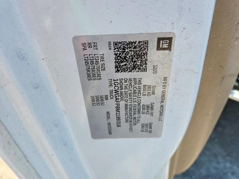 2021 Chevrolet Express 2500 მანქანა იყიდება აუქციონზე, vin: 1GCWGAFP8M1189318, აუქციონის ნომერი: 57964956