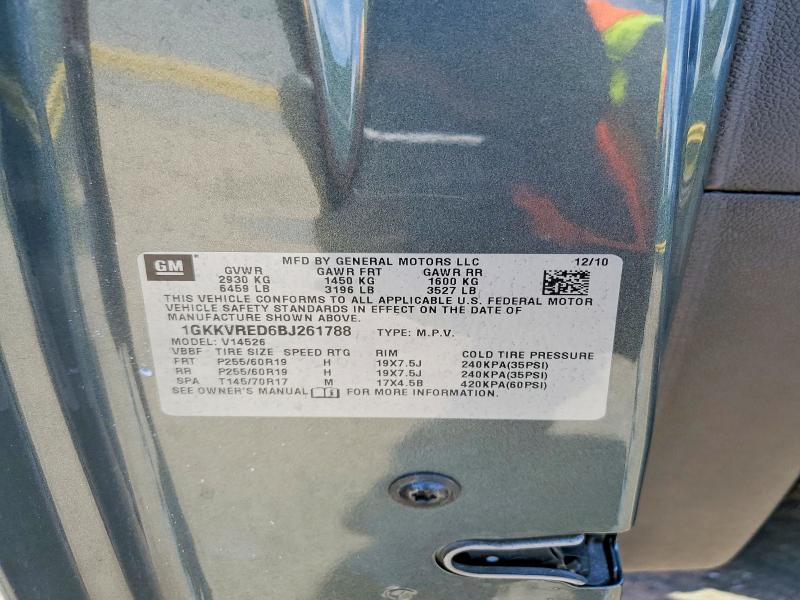 Aukcja sprzedaży 2011 Gmc Acadia, vin: 1GKKVRED6BJ261788, numer aukcji: 58474146