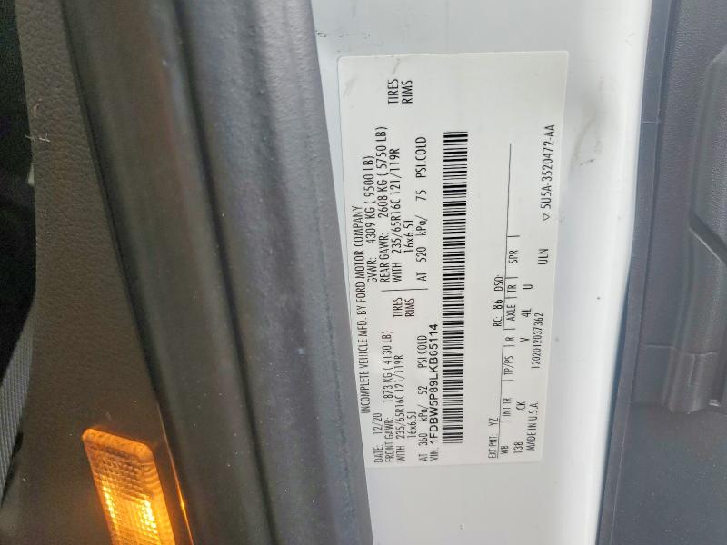 2020 Ford Transit მანქანა იყიდება აუქციონზე, vin: 1FDBW5P89LKB65114, აუქციონის ნომერი: 58636306
