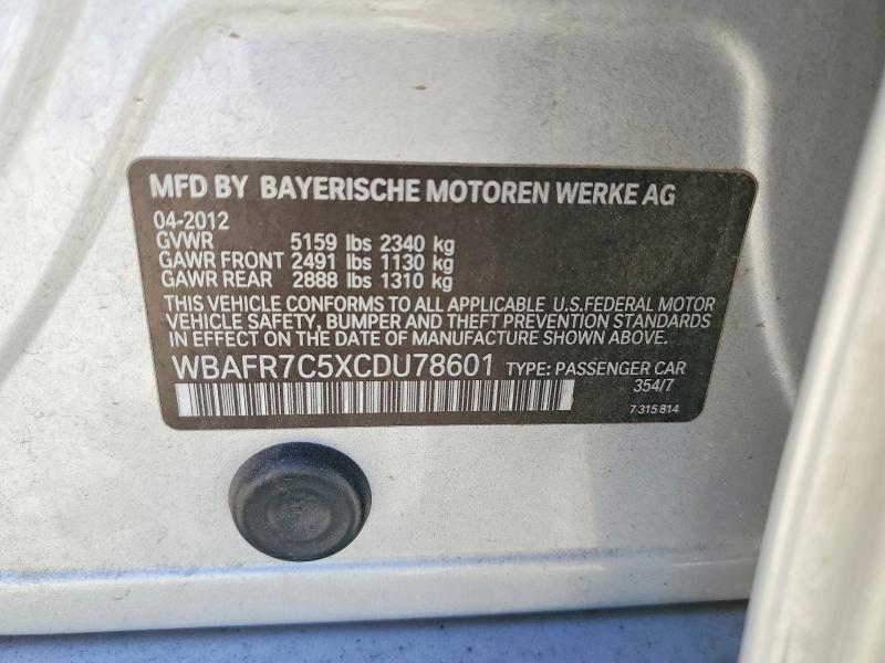 Продаж на аукціоні авто 2012 Bmw 535, vin: WBAFR7C5XCDU78601, номер лоту: 85624005