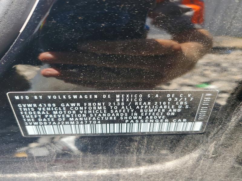 56237286 :رقم المزاد ، 3VWDB7AJ2HM347704 vin ، 2017 Volkswagen Jetta مزاد بيع