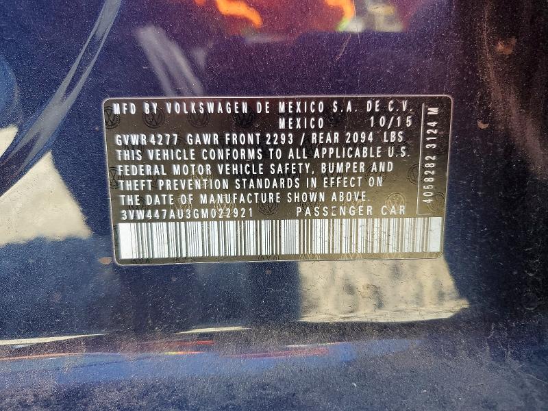 Aukcja sprzedaży 2016 Volkswagen Gti, vin: 3VW447AU3GM022921, numer aukcji: 54557666