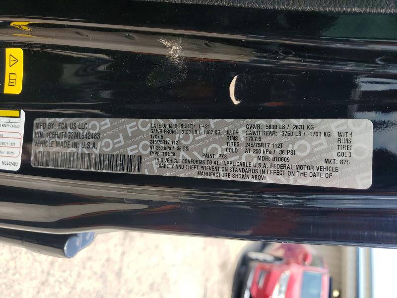 2021 Jeep Gladiator მანქანა იყიდება აუქციონზე, vin: 1C6HJTAG2ML542483, აუქციონის ნომერი: 54787466