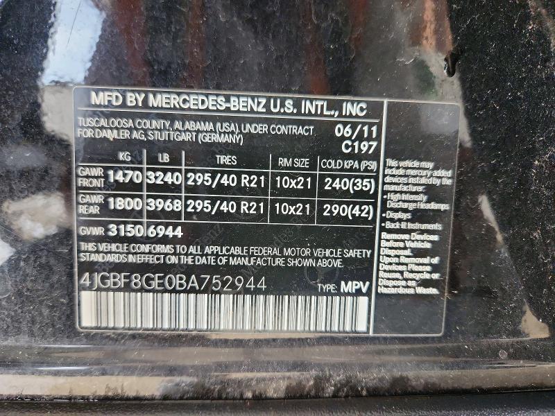 Продажа на аукционе авто 2011 Mercedes-benz Gl, vin: 4JGBF8GE0BA752944, номер лота: 56277336