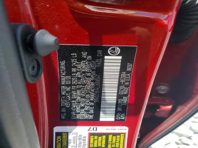 Продаж на аукціоні авто 2020 Lexus Es, vin: 58ADZ1B14LU068547, номер лоту: 56507586