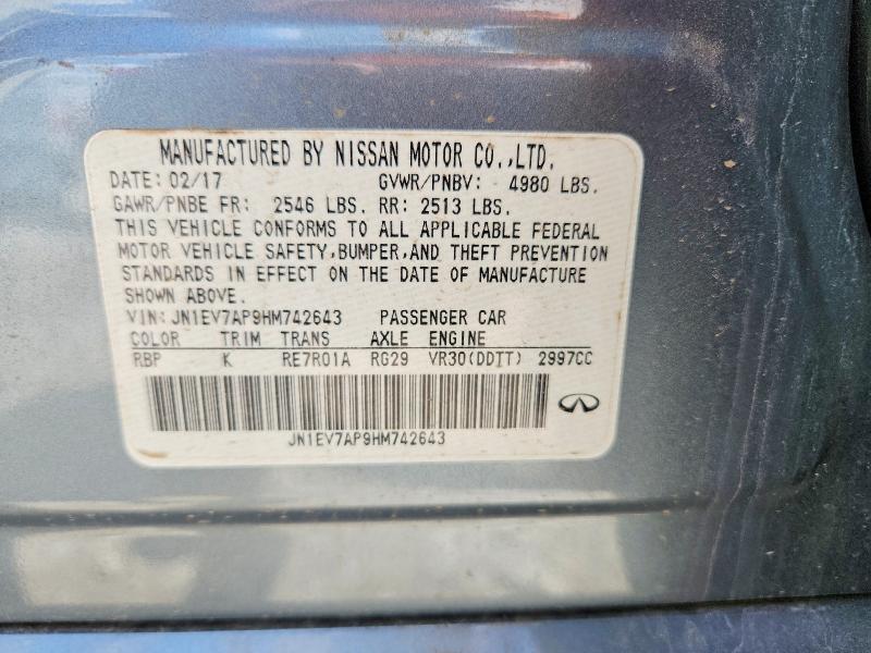 Aukcja sprzedaży 2017 Infiniti Q50, vin: JN1EV7AP9HM742643, numer aukcji: 57575316